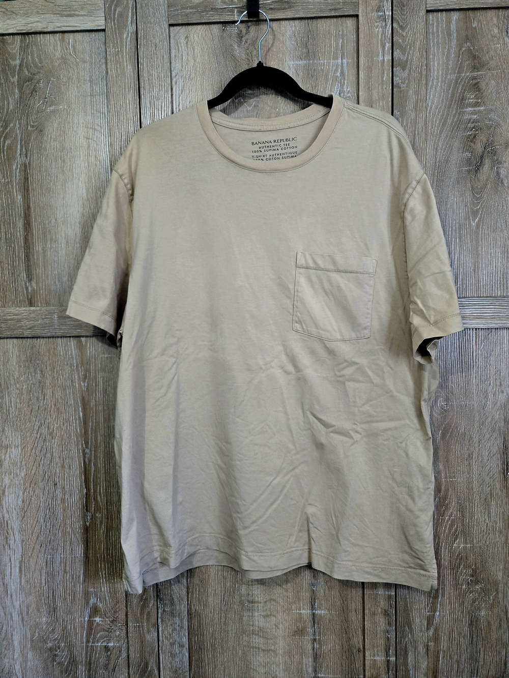 Banana Republic Men’s Crew Neck Beige Pocket T-Shirt 100% Supima Cotton